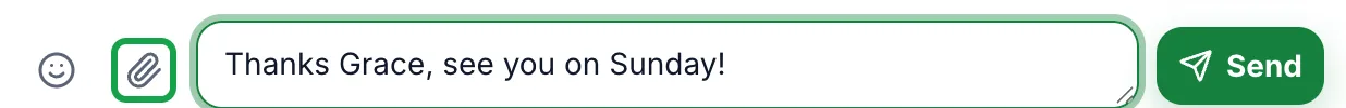 Reply box with the paperclip Attach a file button highlighted